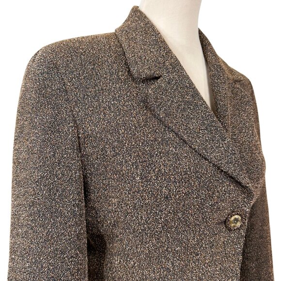 Newport News Vintage Brown Scalloped Rhinestone Button Blazer Size 8 - Picture 5 of 10